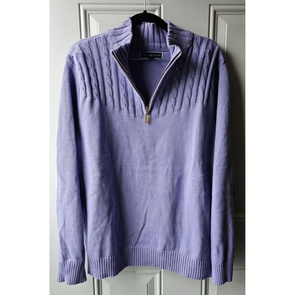 Karen Scott Women's Purple Cotton Zip-Neck Sweater XXL 100% Cotton - Picture 10 of 14